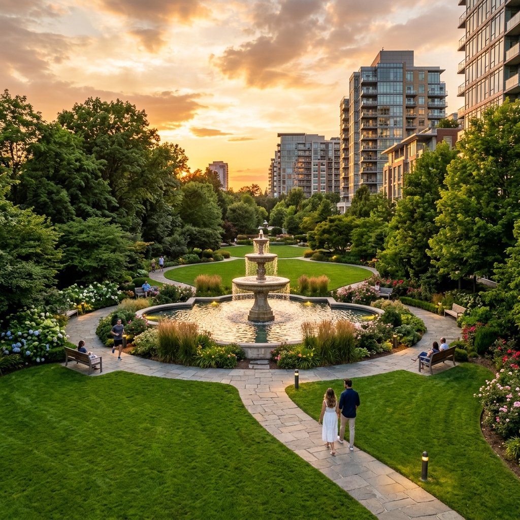 Landscaped central park at Ganga Nine Zero