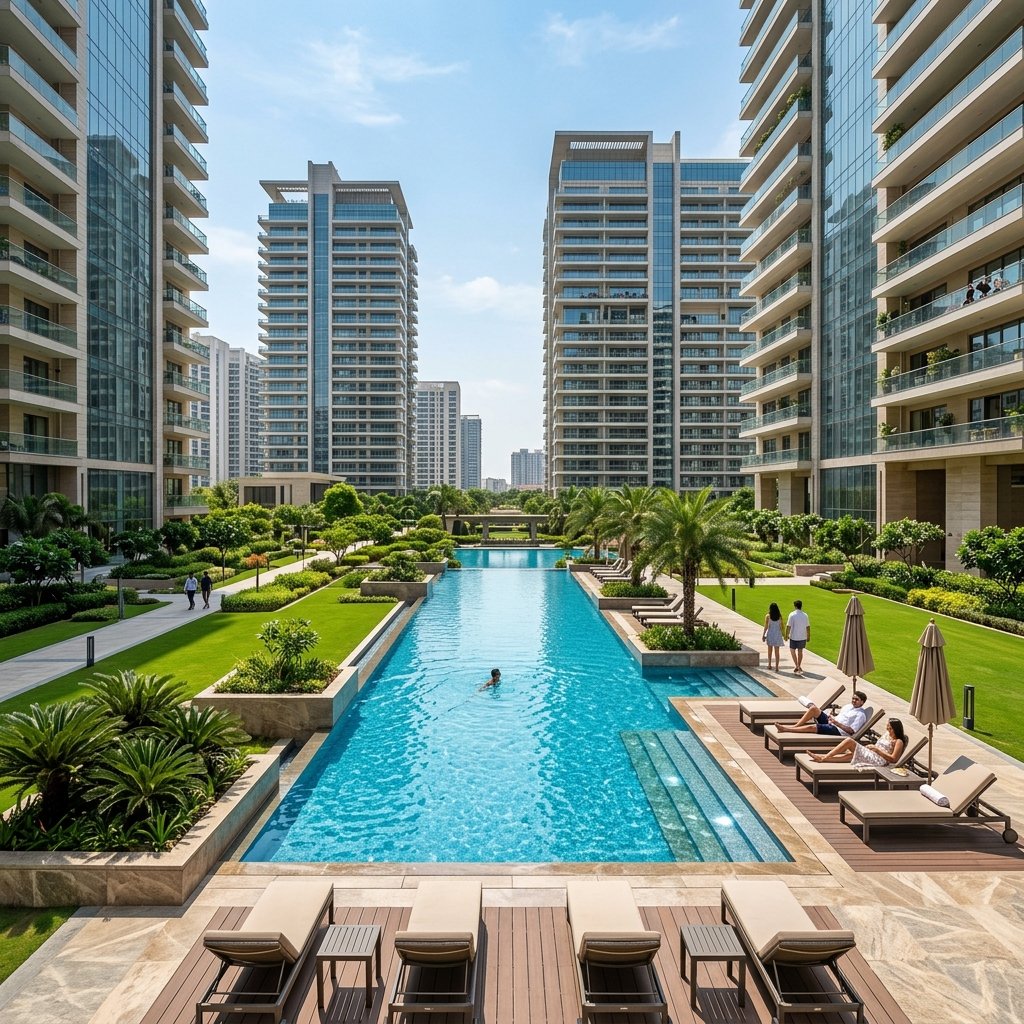 Infinity swimming pool at Ganga Nine Zero